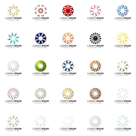 set a full color modern abstract logo designsのイラスト素材