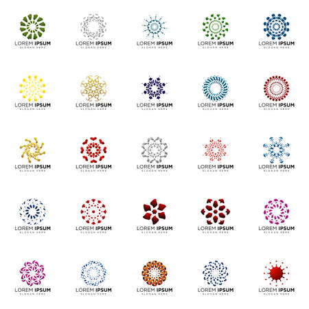 set a full color modern abstract logo designsのイラスト素材