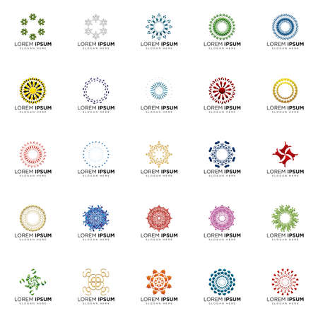 set a full color modern abstract logo designsのイラスト素材