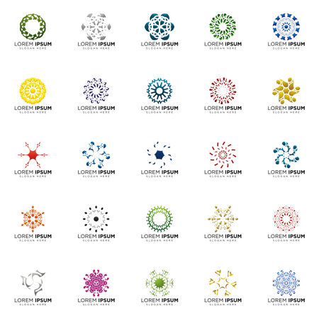 set a full color modern abstract logo designsのイラスト素材