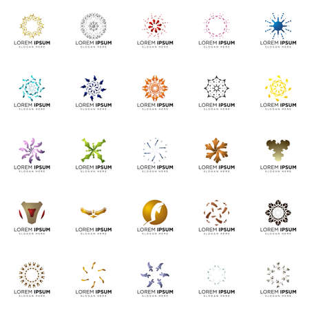 set a full color modern abstract logo designsのイラスト素材