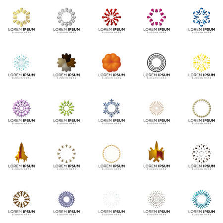 set a full color modern abstract logo designsのイラスト素材