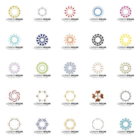 set a full color modern abstract logo designsのイラスト素材