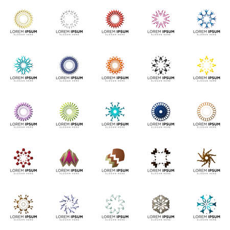 set a full color modern abstract logo designsのイラスト素材