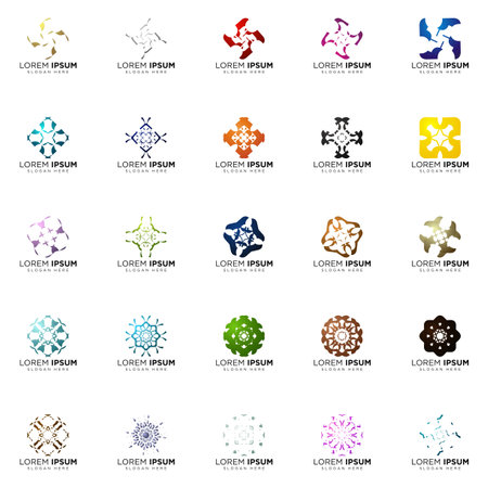 set a full color modern abstract logo designsのイラスト素材