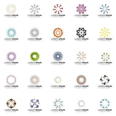 set a full color modern abstract logo designsのイラスト素材