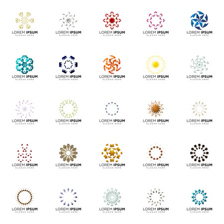 set a full color modern abstract logo designsのイラスト素材