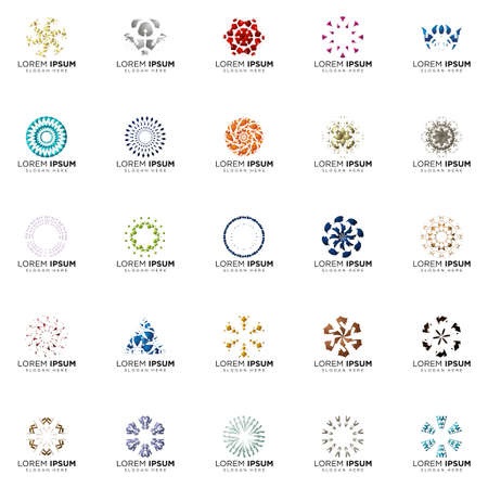 set a full color modern abstract logo designsのイラスト素材