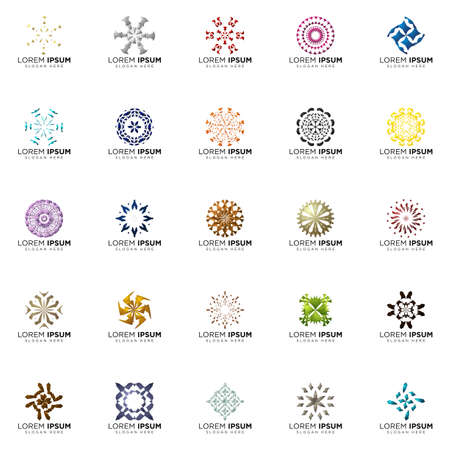 set a full color modern abstract logo designsのイラスト素材