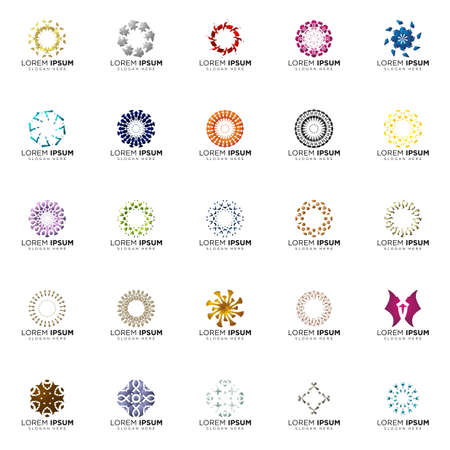 set a full color modern abstract logo designsのイラスト素材