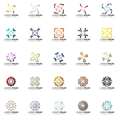 set a full color modern logo geometric logo abstract logo designsのイラスト素材