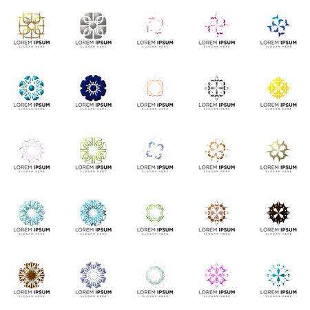 set a full color modern logo geometric logo abstract logo designsのイラスト素材