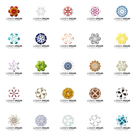 set of full color modern logo geometric logo abstract logo designsのイラスト素材