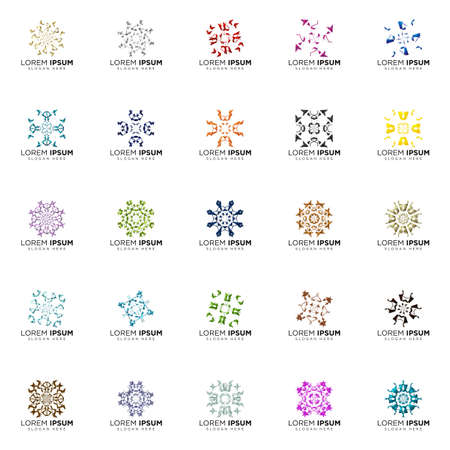 set a full color modern logo geometric logo abstract logo designsのイラスト素材