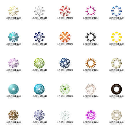 set a full color modern logo geometric logo abstract logo designsのイラスト素材