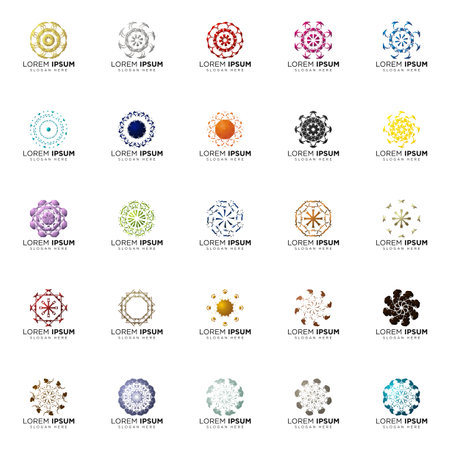 set of full color modern logo geometric logo abstract logo designsのイラスト素材