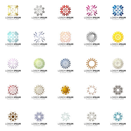 set of full color modern logo geometric logo abstract logo designsのイラスト素材