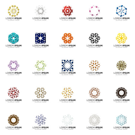 set of full color modern logo geometric logo abstract logo designsのイラスト素材