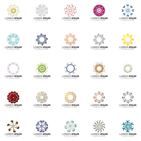 set of full color modern logo geometric logo abstract logo designsのイラスト素材