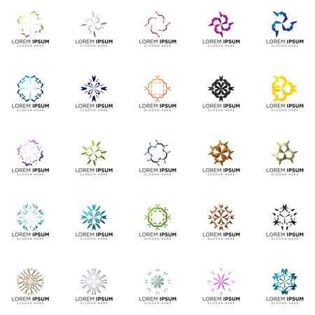 set a full color modern logo geometric logo abstract logo designsのイラスト素材