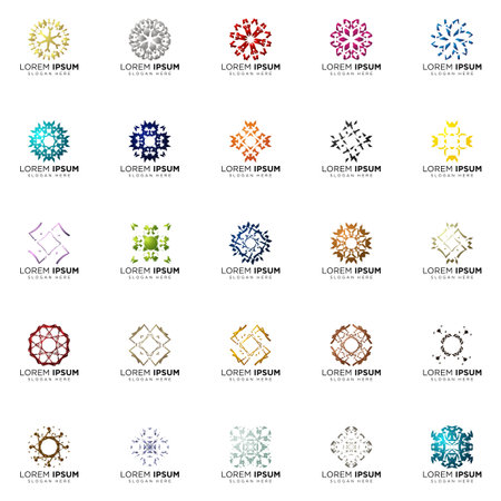 set of full color modern logo geometric logo abstract logo designsのイラスト素材