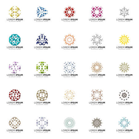 set of full color modern logo geometric logo abstract logo designsのイラスト素材