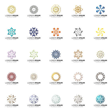 set of full color modern logo geometric logo abstract logo designsのイラスト素材