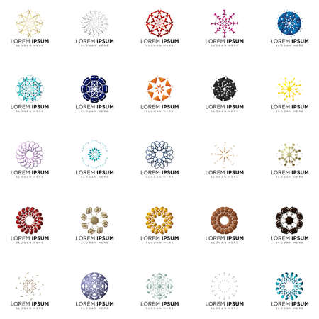 set of full color modern logo designsのイラスト素材