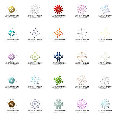 set of full color modern logo designsのイラスト素材