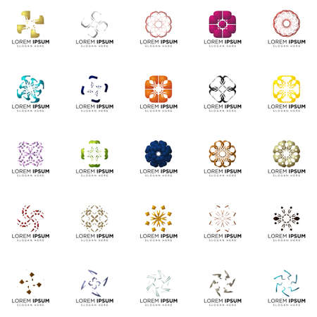 set of full color modern logo designsのイラスト素材