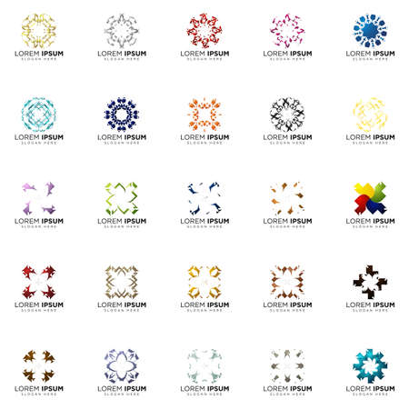set of full color modern logo designsのイラスト素材
