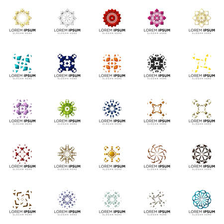 set of full color modern logo designsのイラスト素材