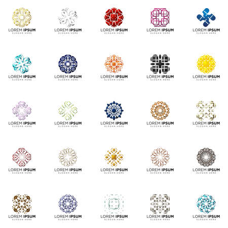 set of full color modern logo designsのイラスト素材