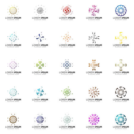 set of full color modern logo designsのイラスト素材