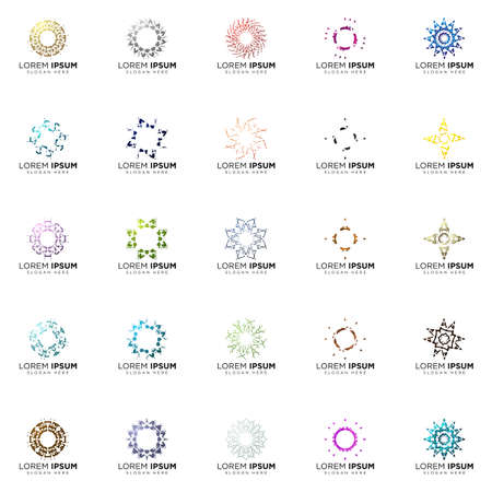 set of full color modern logo designsのイラスト素材