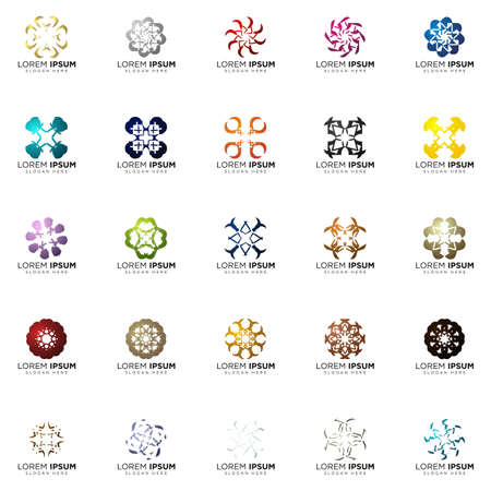 set of full color modern logo designsのイラスト素材