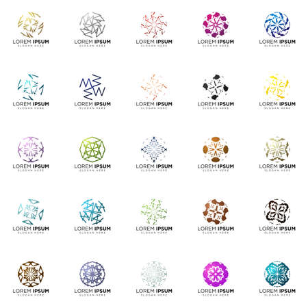 set of full color modern logo designsのイラスト素材
