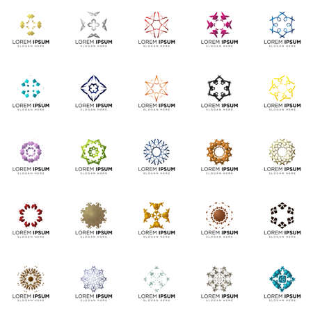 set of full color modern logo designsのイラスト素材