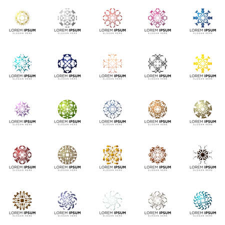set of full color modern logo designsのイラスト素材