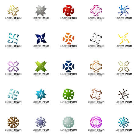 set of full color modern logo designsのイラスト素材
