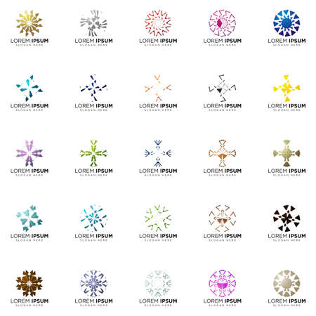 set of full color modern logo designsのイラスト素材