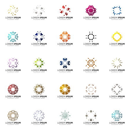 set of full color modern logo designsのイラスト素材