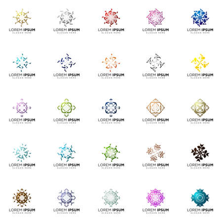 set of full color modern logo designsのイラスト素材