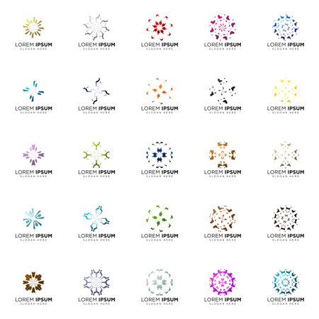 set of full color modern logo designsのイラスト素材