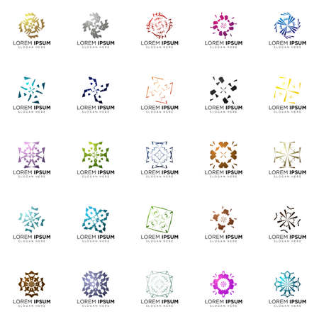 set of full color modern logo designsのイラスト素材