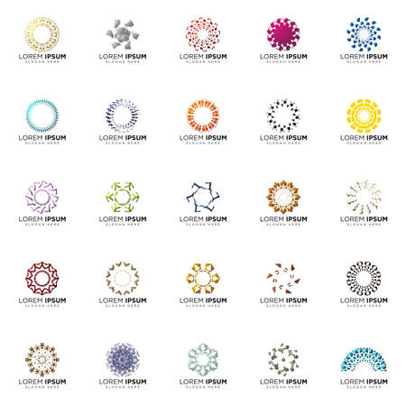 set of full color modern logo designsのイラスト素材