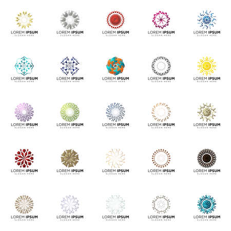 set of full color modern logo designsのイラスト素材