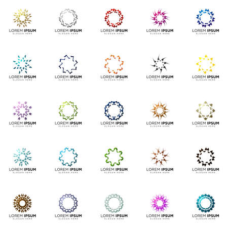 set of full color modern logo designsのイラスト素材