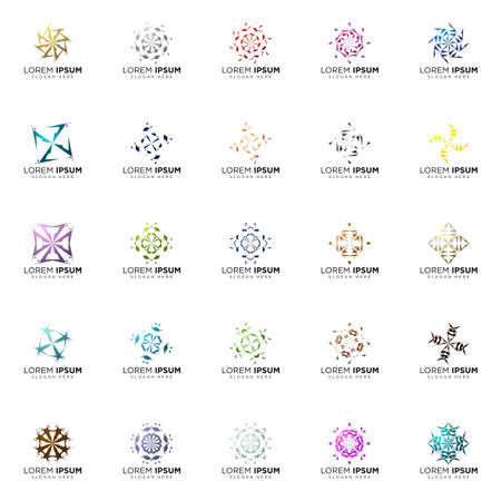 set of full color modern logo designsのイラスト素材