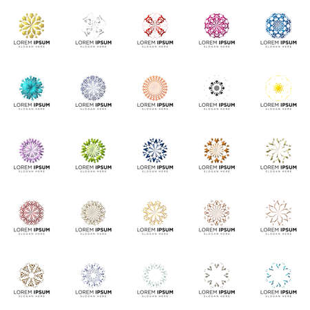 set of full color modern logo designsのイラスト素材